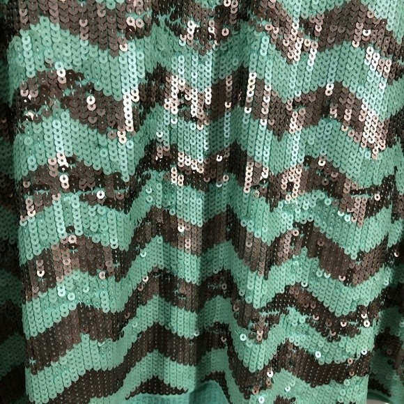 J. Crew Mint & Pewter Silver Chevron Sequin Tank - Picture 7 of 8